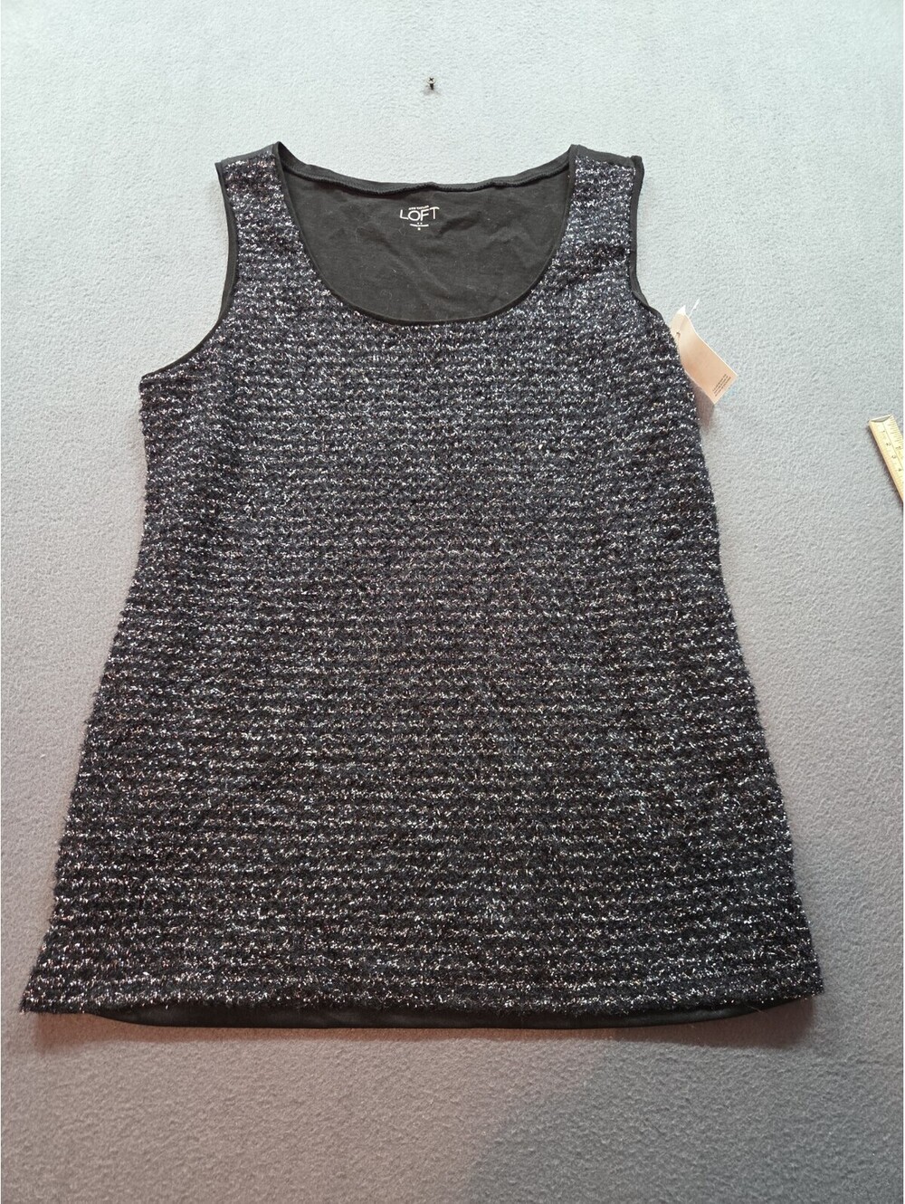 women's black and silver sparkle sleeveless tank top by Loft size S